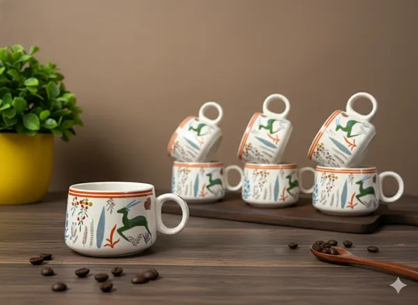Green_Printed_Deer_Ceramic_Tea_Cups_Pack_Of_6
