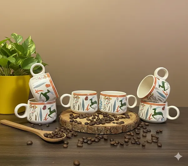 Green_Printed_Deer_Ceramic_Tea_Cups_Pack_Of_6