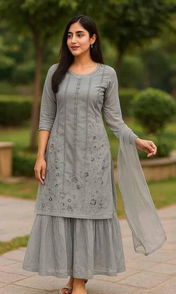 Grey_Georgette_Sharara_Kurti_Dupatta_Set_For_Women