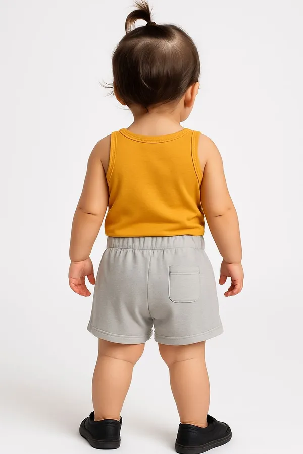 Orange_&_Grey_Midi/Knee_Length_Party_Dress_Sleeveless_For_Kids