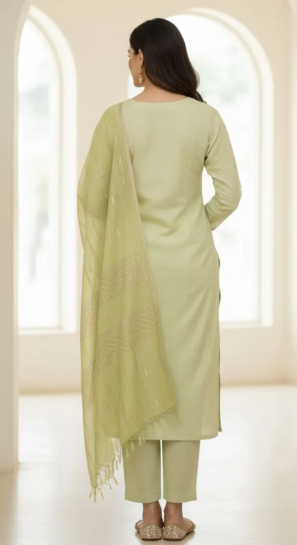Light_Green_Geometric_Print_Kurta_Trouser/Pant_&_Dupatta_Set_For_Women