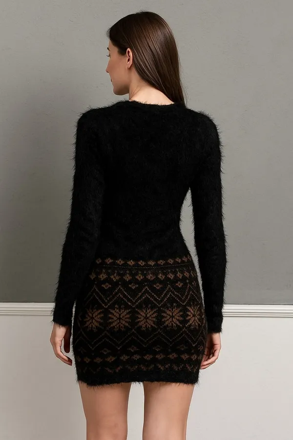 Black_Above_Knee/Mid_Thigh_Length_Blouson_Dress_For_Women