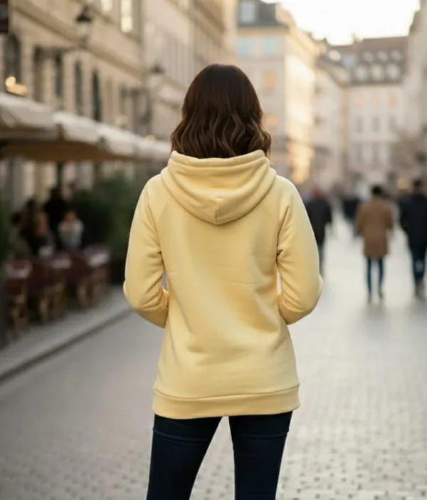 Yellow_Geometric_Print_Hooded_Neck_Casual_Women_Sweater