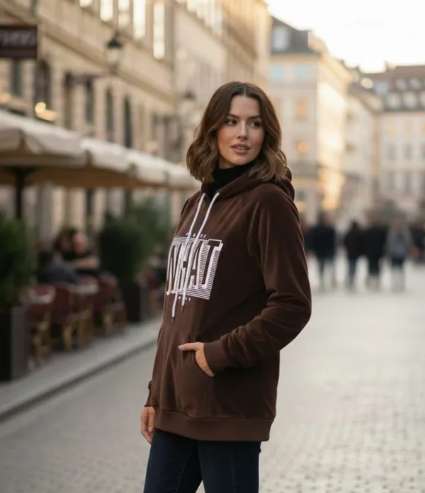 Brown_Geometric_Print_Hooded_Neck_Casual_Women_Sweater
