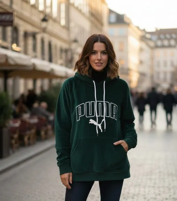 Dark_Green_Geometric_Print_Hooded_Neck_Casual_Women_Sweater