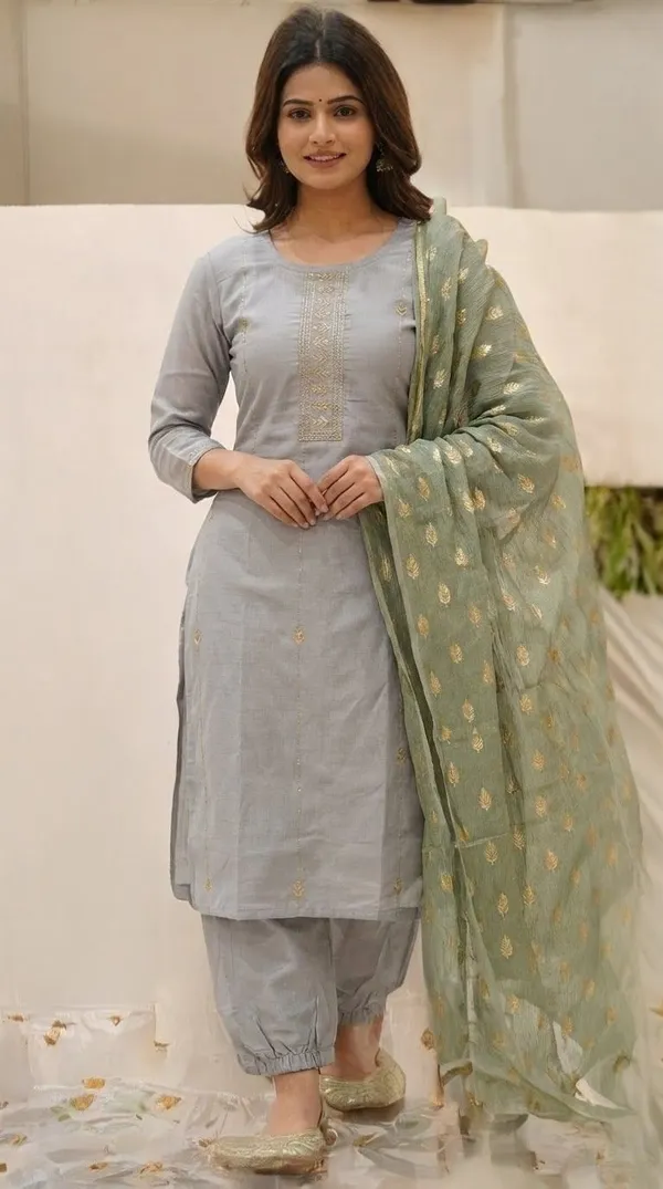 Grey_Solid_Kurta_Salwar_&_Dupatta_Set_For_Women