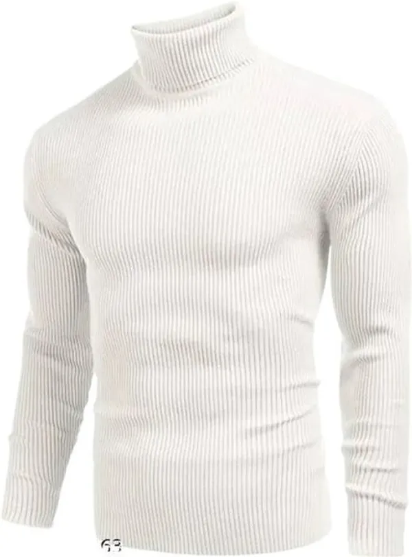 White_&_Black_Jalapeno_Solid_High_Neck_Casual_Men_Sweater