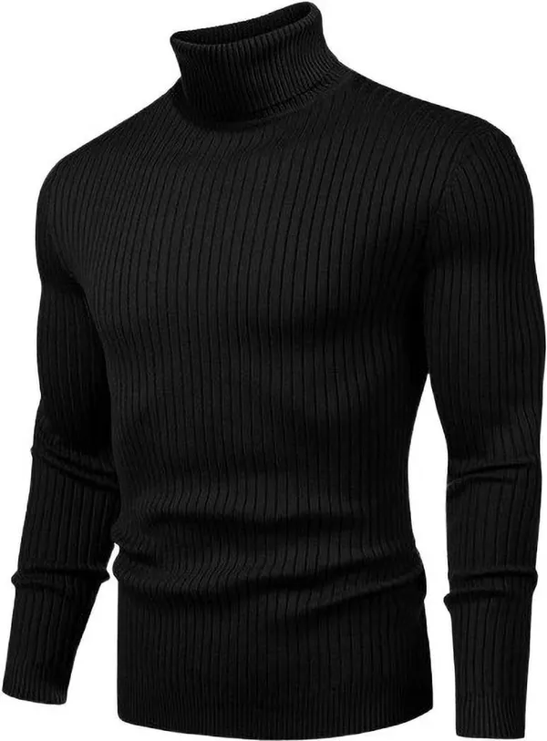 White_&_Black_Jalapeno_Solid_High_Neck_Casual_Men_Sweater