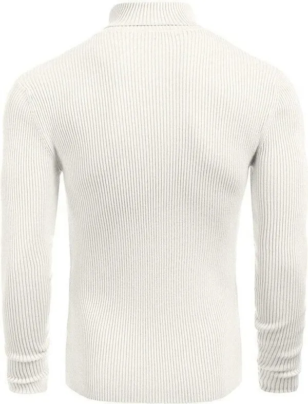 White_Zeenatfashion_Striped_High_Neck_Casual_Men_Sweater