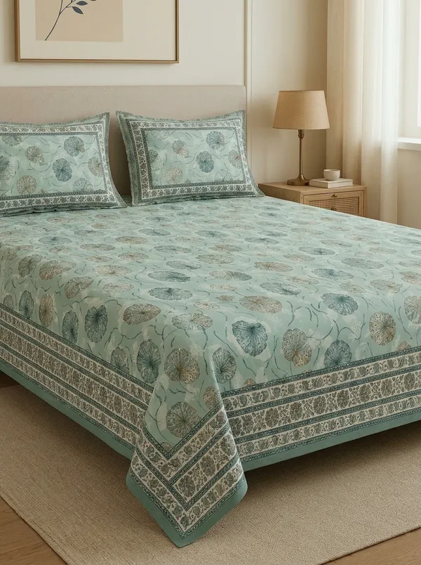 Clay_Green_Premium_Pure_Cotton_King_Size_Double_Bed_Bedsheet