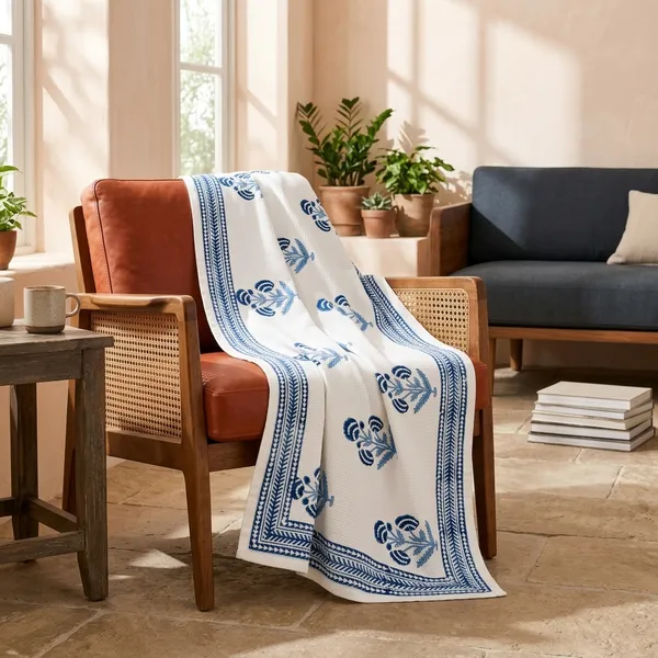 BLUE_HANDBLOCK_PRINTED_PURE_COTTON_WAFFLE_TOWEL
