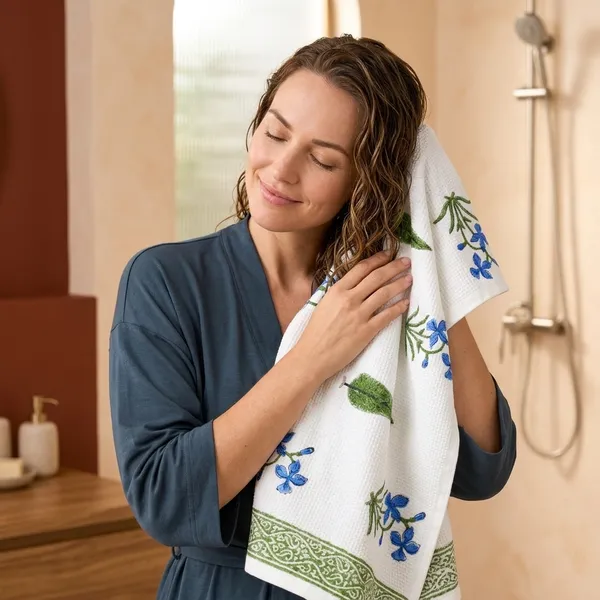 BLUE_&_GREEN_HANDBLOCK_PRINTED_PURE_COTTON_WAFFLE_TOWEL
