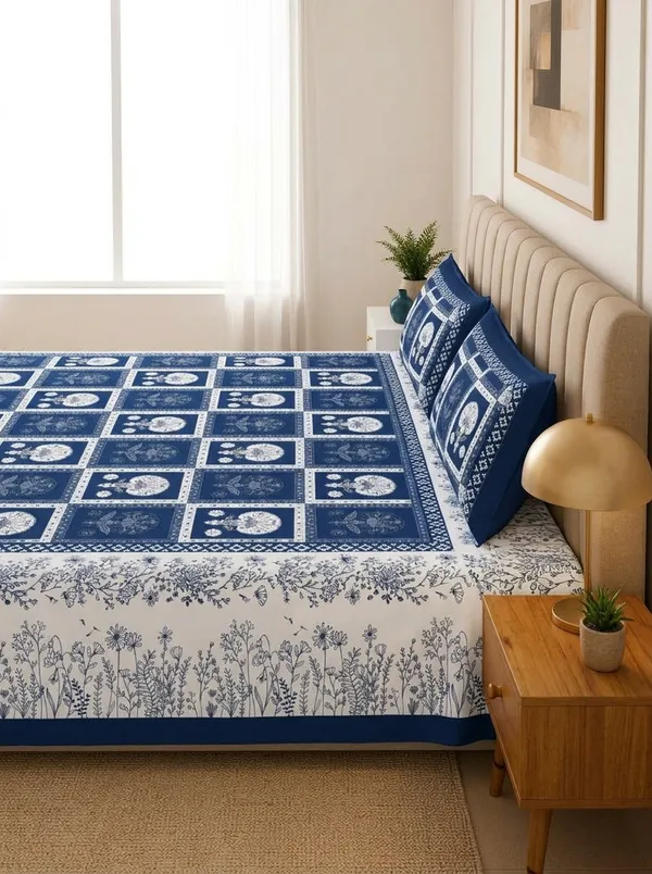 Folk_Indigo_100%_Pure_Cotton_King_Size_Double_Bed_Bedsheet_