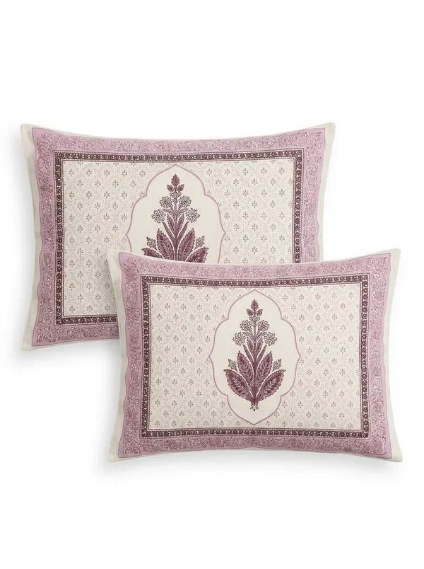 Cream_&_Mauve_Premium_Pure_Cotton_King_Size_Double_Bed_Bedsheet
