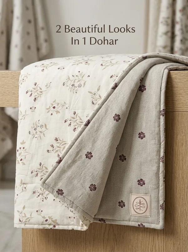 Ivory_Meadow_Charm_Reversable_Pure_Cotton_Single_Bed_Dohar