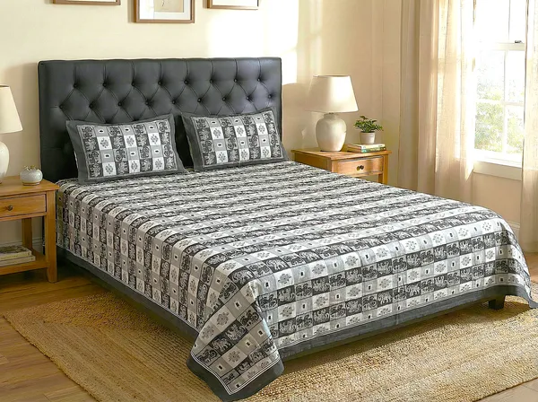 Black_&_White_Premium_Pure_Cotton_Queen_Size_Double_Bed_Bedsheet