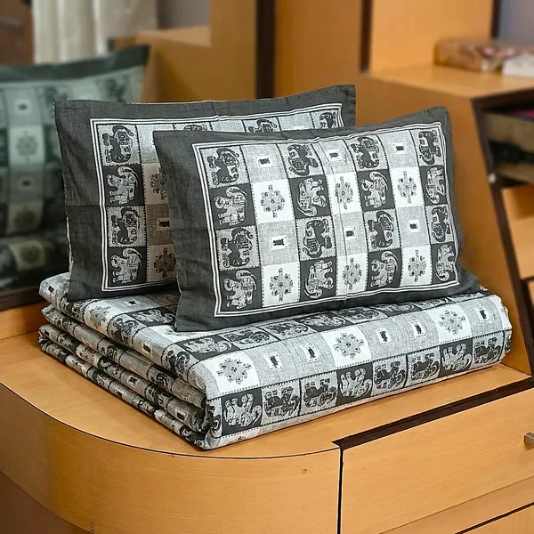 Black_&_White_Premium_Pure_Cotton_Queen_Size_Double_Bed_Bedsheet