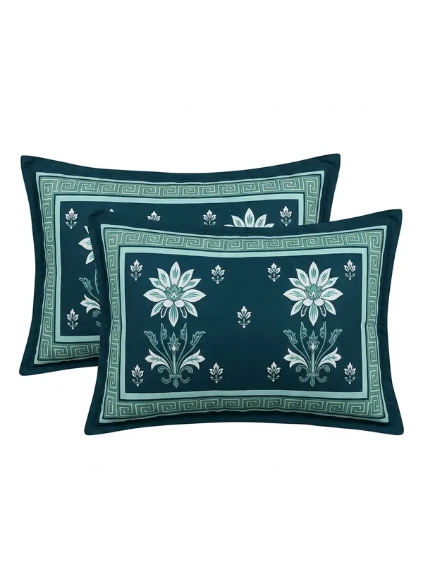 Midnight_Teal_Royale_100%_Pure_Cotton_King_Size_Double_Bed_Bedsheet_