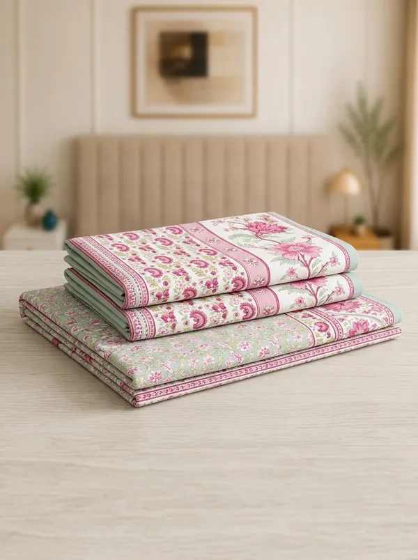 Mint_Floral_100%_Pure_Cotton_King_Size_Double_Bed_Bedsheet_