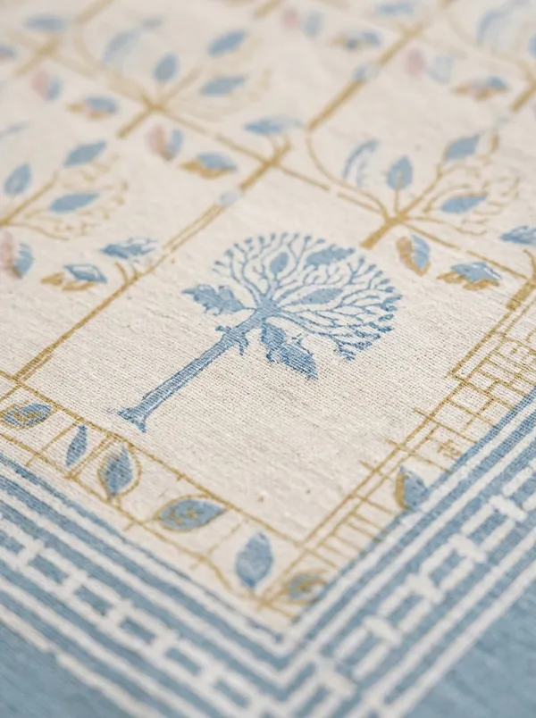 Mist_Blue_Ivory_Weave_100%_Pure_Cotton_King_Size_Double_Bed_Bedsheet_