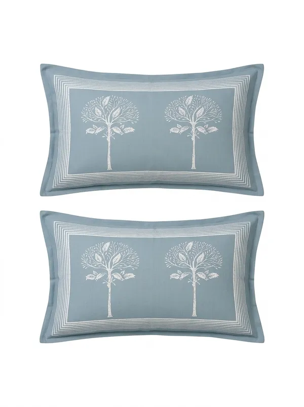 Mist_Blue_Ivory_Weave_100%_Pure_Cotton_King_Size_Double_Bed_Bedsheet_