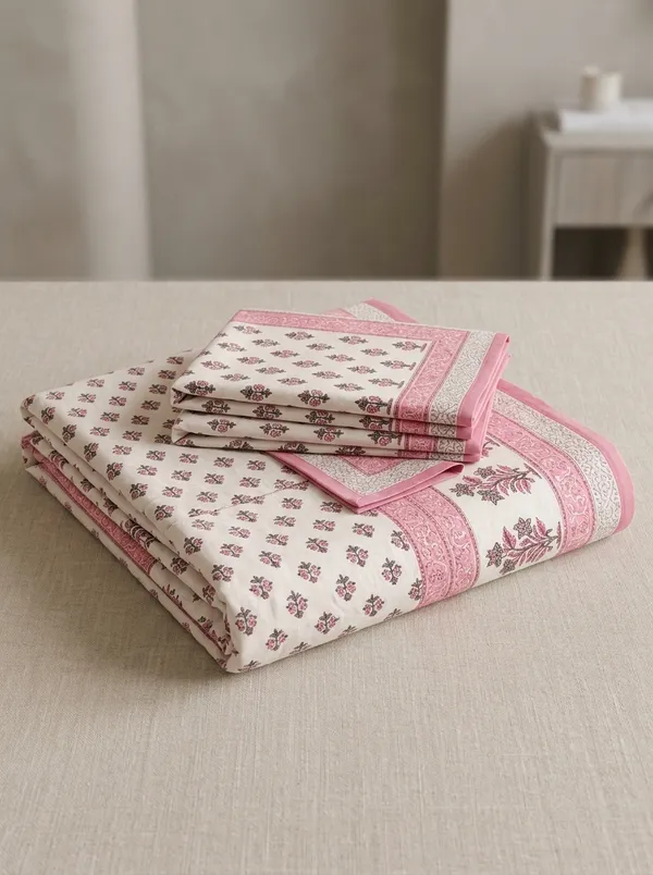 White_&_Pink_Premium_Pure_Cotton_King_Size_Double_Bed_Bedsheet