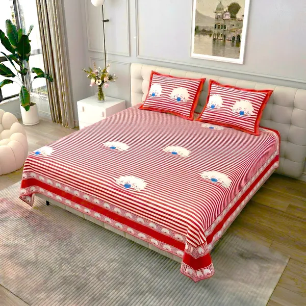 Pink_&_White_Premium_Pure_Cotton_Queen_Size_Double_Bed_Bedsheet