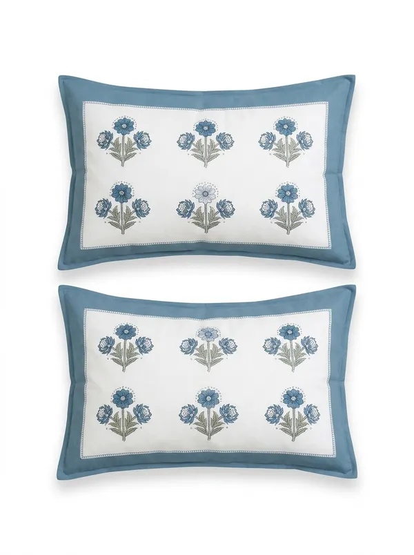 Powder_Blue_Blossom_100%_Pure_Cotton_King_Size_Double_Bed_Bedsheet_