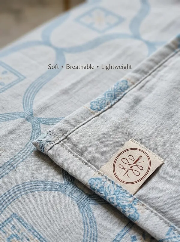 Powder_Blue_Regal_Trellis_Reversable_Pure_Cotton_Single_Bed_Dohar