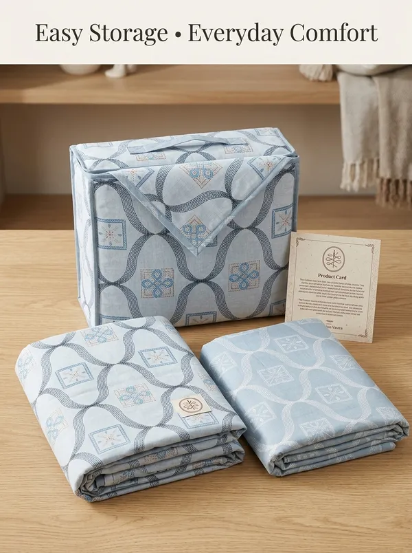 Powder_Blue_Regal_Trellis_Reversable_Pure_Cotton_Single_Bed_Dohar