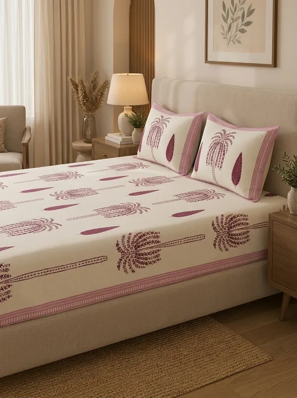 Berry_Pink_Premium_Pure_Cotton_Queen_Size_Double_Bed_Bedsheet