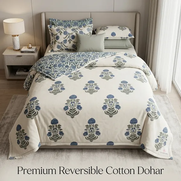 BLUE_HANDBLOCK_REVERSABLE_PURE_COTTON_SINGLE_BED_DOHAR_