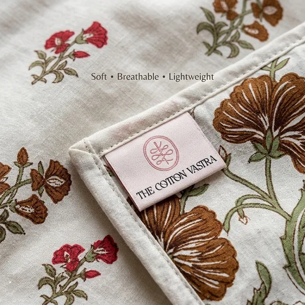 BROWN_FLORAL_REVERSABLE_PURE_COTTON_SINGLE_BED_DOHAR