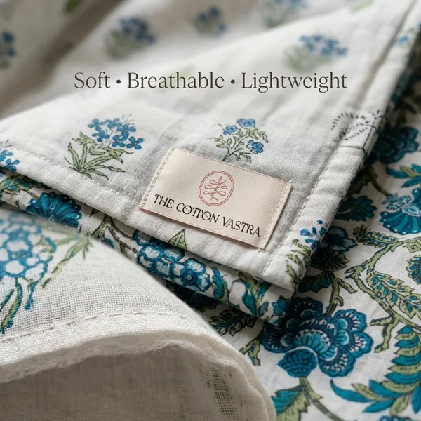 BLUE_FLORAL_REVERSABLE_PURE_COTTON_SINGLE_BED_DOHAR