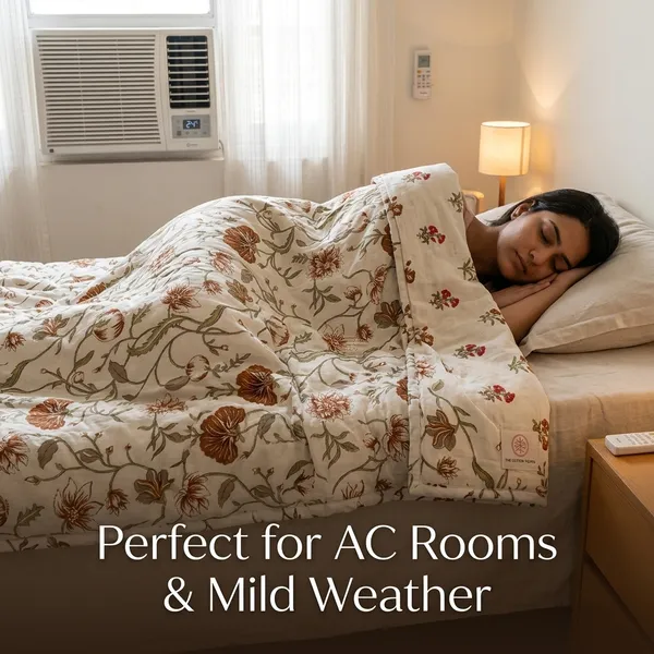 BROWN_FLORAL_REVERSABLE_PURE_COTTON_SINGLE_BED_DOHAR