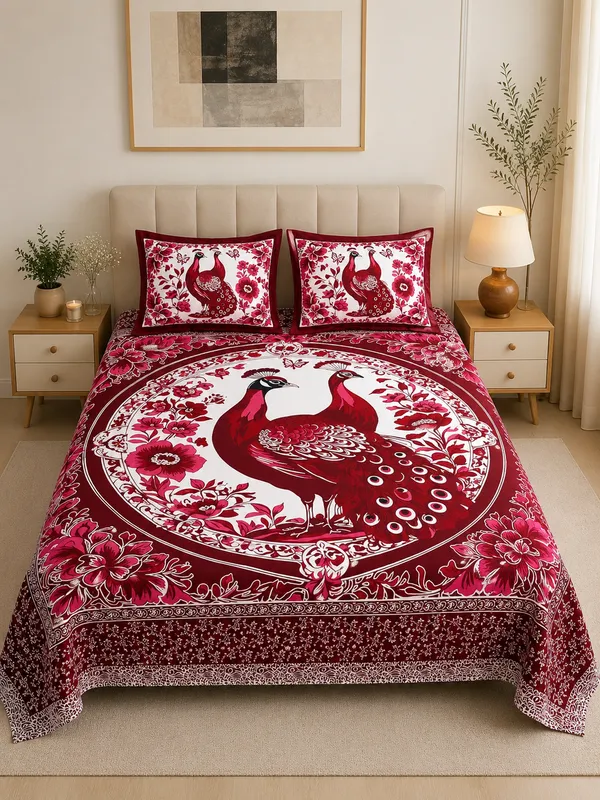 Royal_Crimson_Bloom_100%_Pure_Cotton_King_Size_Double_Bed_Bedsheet_