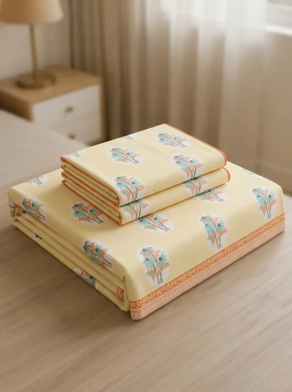 Vanilla_Dune_Bloom_100%_Pure_Cotton_King_Size_Double_Bed_Bedsheet_