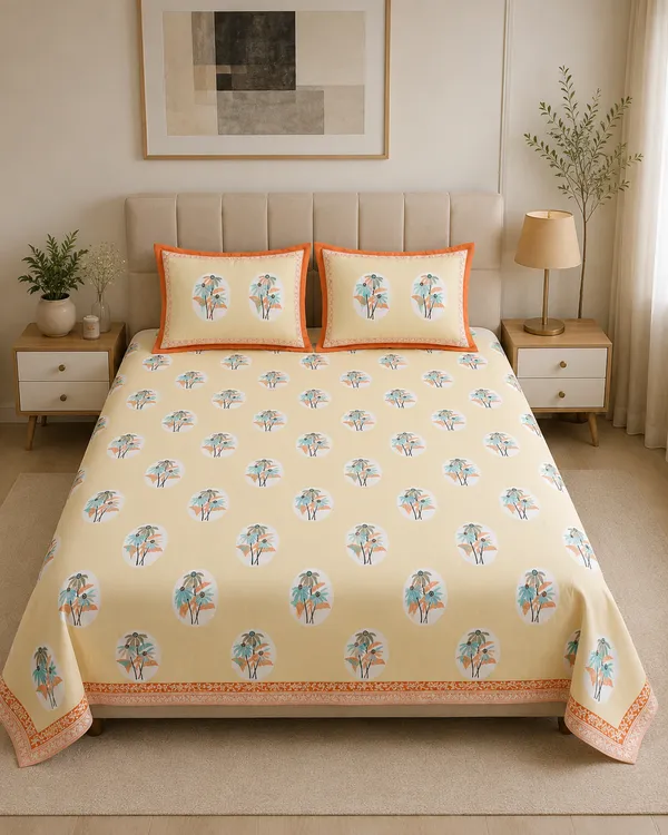 Vanilla_Dune_Bloom_100%_Pure_Cotton_King_Size_Double_Bed_Bedsheet_