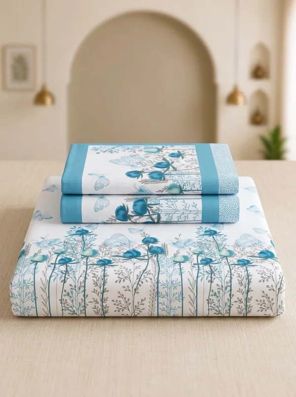 WHITE_&_BLUE_PREMIUM_PURE_COTTON_ULTRA_BIG_SUPER_KING_SIZE_BEDSHEET_(120X120_INCH)