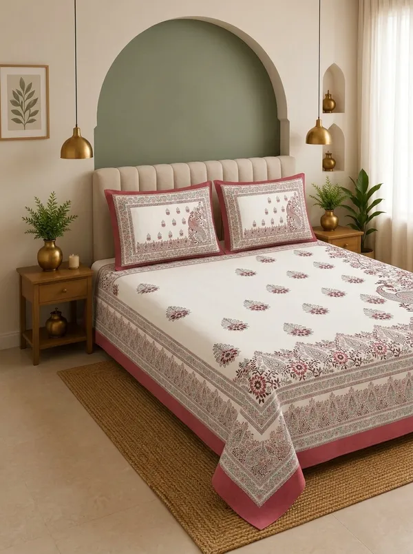 WHITE_&_RED_PREMIUM_PURE_COTTON_ULTRA_BIG_SUPER_KING_SIZE_BEDSHEET_(120X120_INCH)