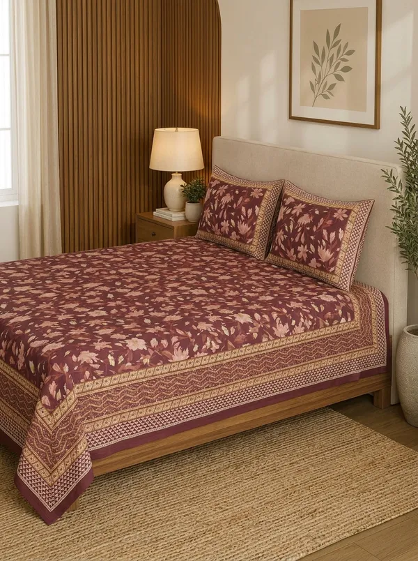 Maroon_Red_Premium_Cotton_Queen_Size_Double_Bed_Bedsheet