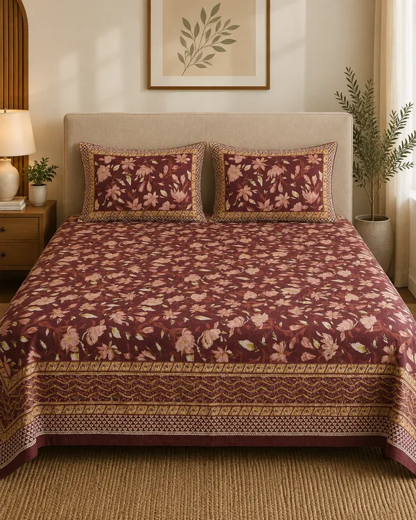 Maroon_Red_Premium_Cotton_Queen_Size_Double_Bed_Bedsheet