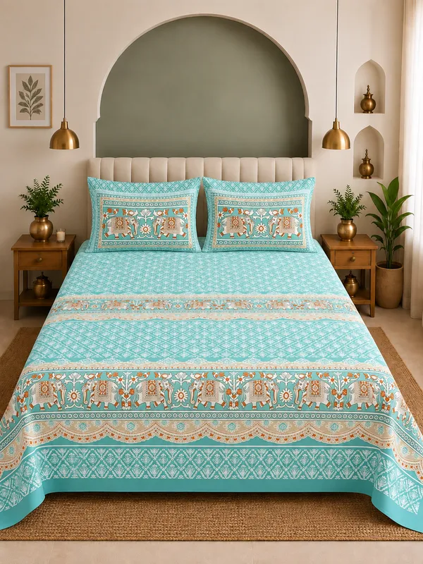 CYAN_PREMIUM_PURE_COTTON_ULTRA_BIG_SUPER_KING_SIZE_BEDSHEET_(120X120_INCH)