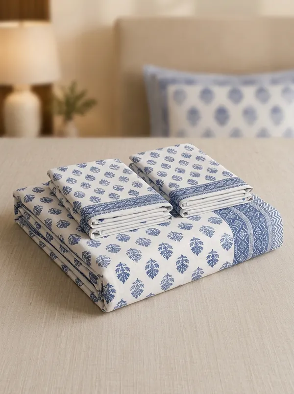 Blue_White_Premium_Pure_Cotton_Queen_Size_Double_Bed_Bedsheet