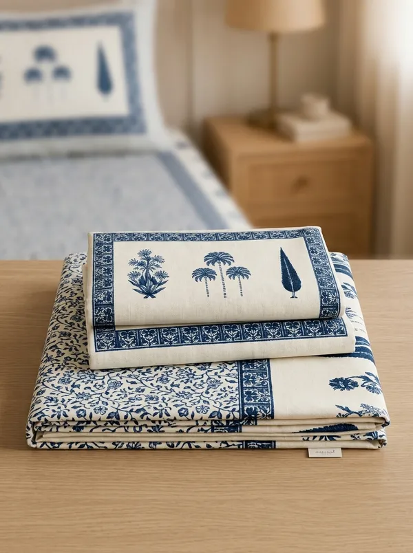 White_Blue_Premium_Pure_Cotton_King_Size_Double_Bed_Bedsheet