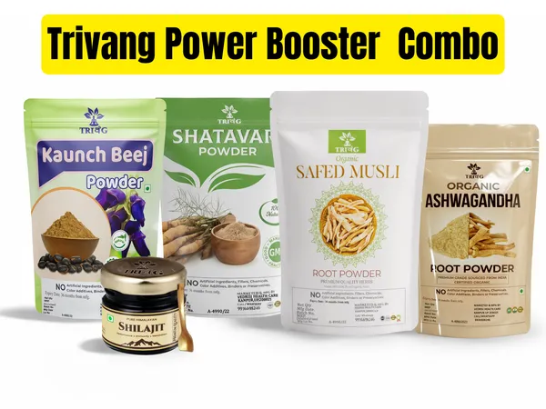 Trivang_Ashwagandha,Safed_Musli,Kaunch_Seed,Shatavari_Powder_(4_x_100g)_&_Shilajit_20g