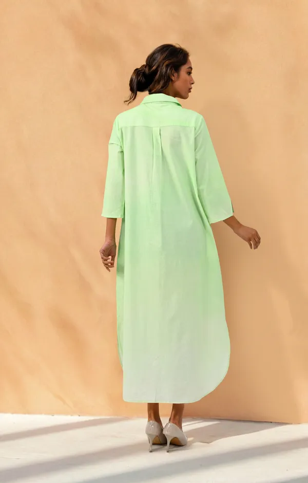 Lime_Green_Bloom_Trail_Shirt_Dress_For_Women