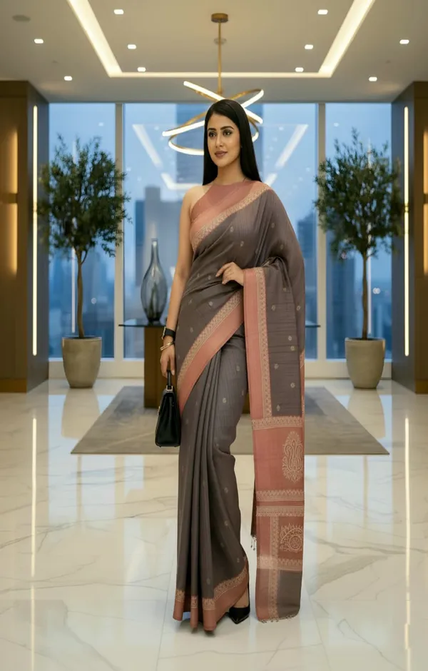 Earthy_Brown_Cotton_Diwa_Saree_For_Women
