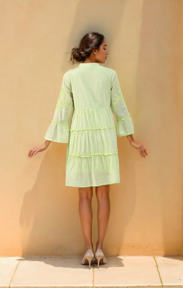 Lime_Green_Whisper_Tiered_Dress_For_Women
