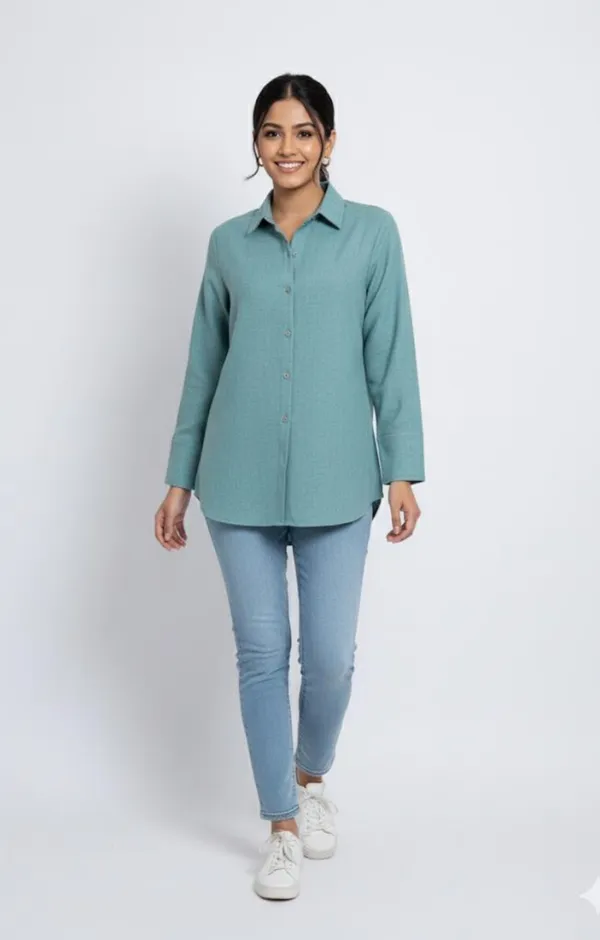 Teal_Bloom_Shirt_For_Women